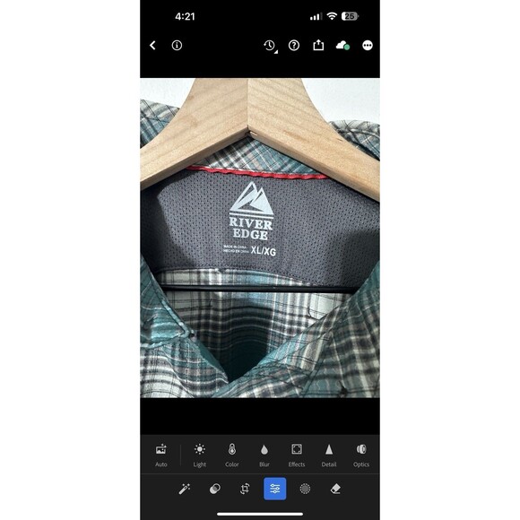 River Edge Shirt Mens XL Green Plaid Short Sleeve Button Outdoor Fishing - Picture 3 of 7